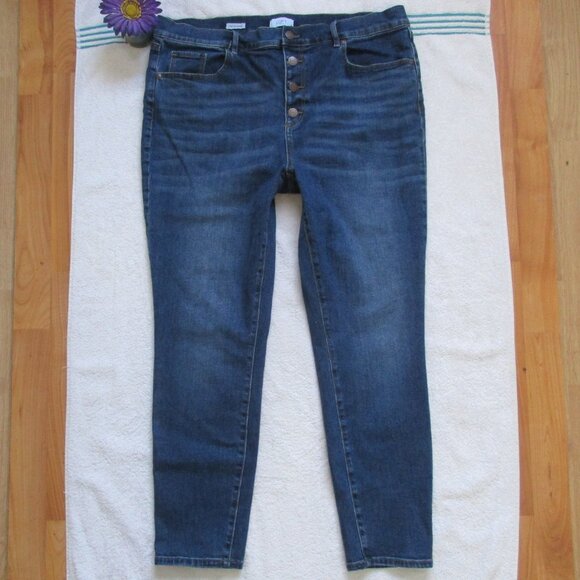 LOFT JEANS Size 16 High Rise Button Fly Skinny Denim - Picture 2 of 9